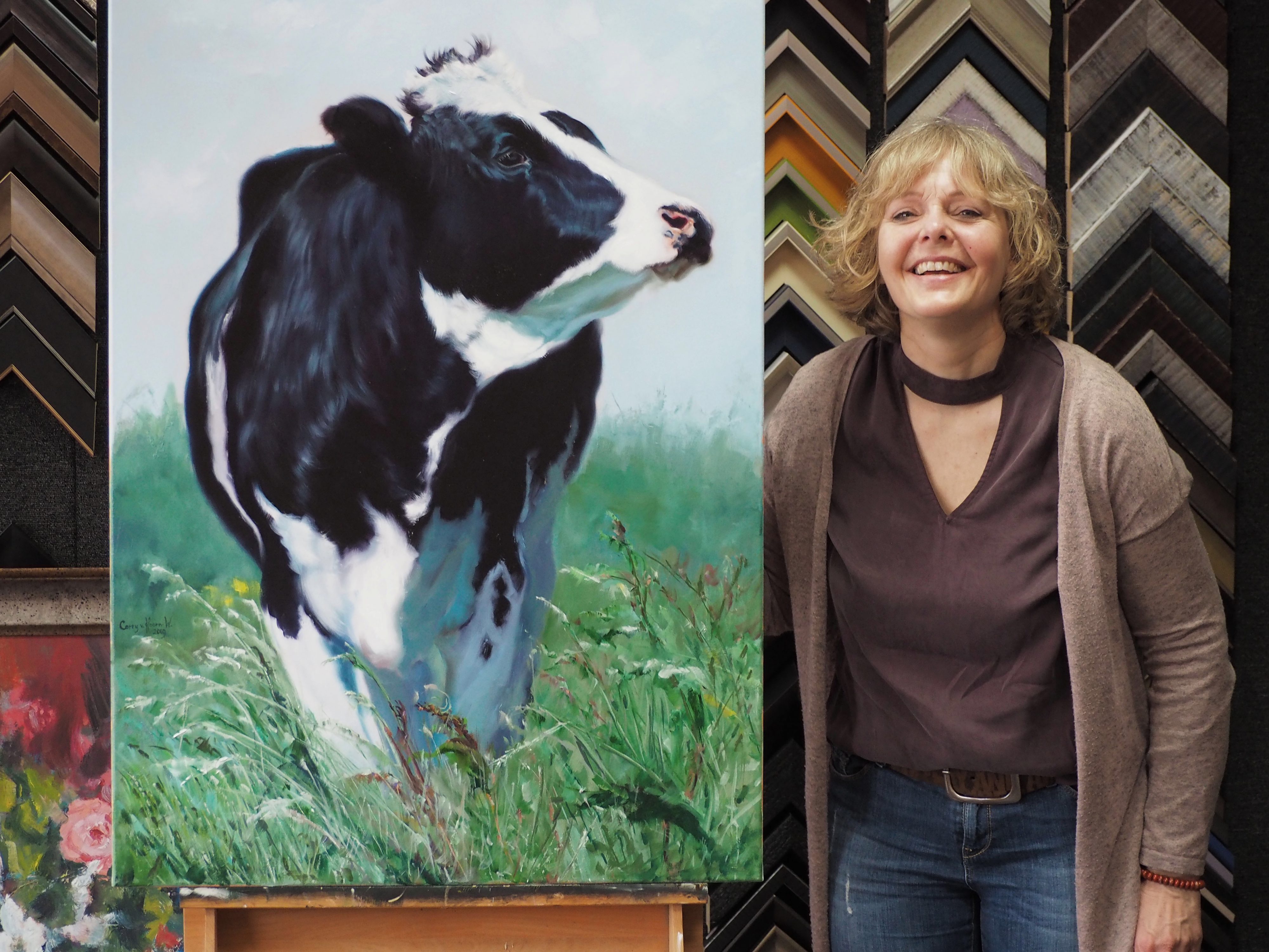 Koe schilderij galerie aanblick
